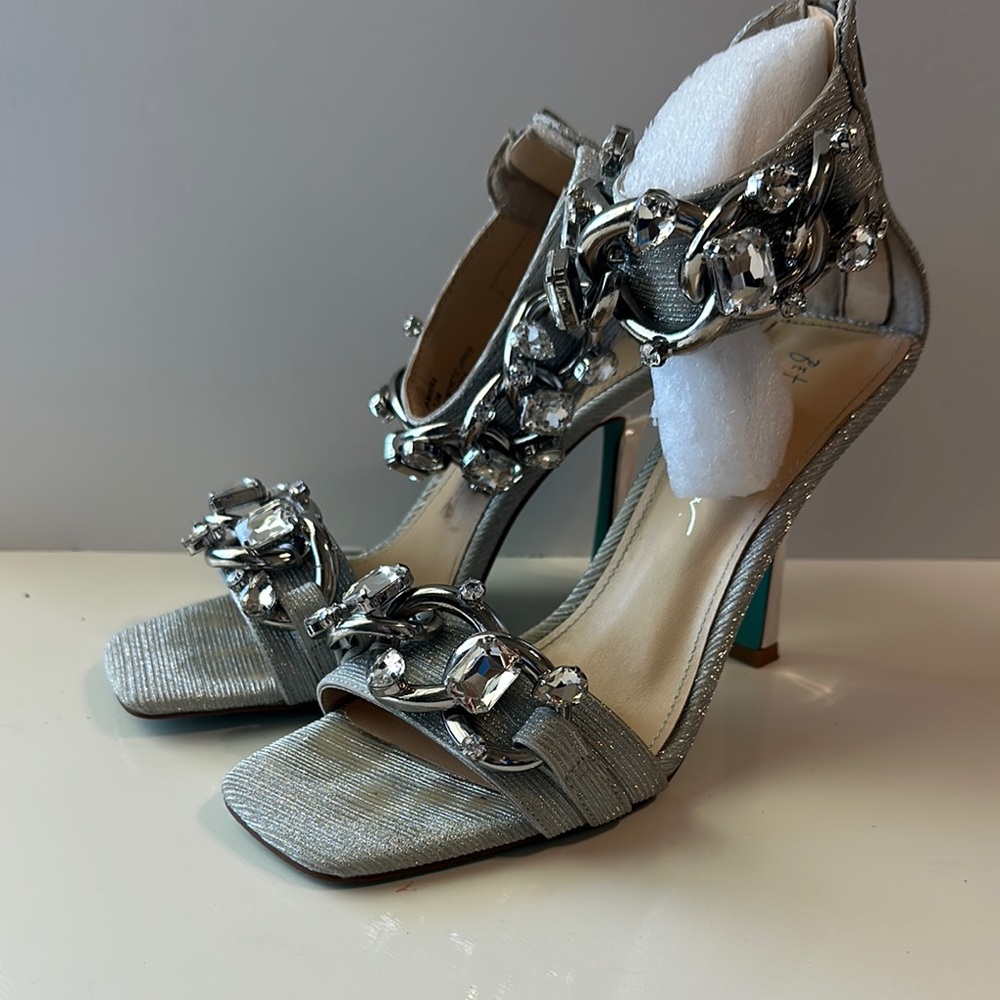 Elegant Silver Heeled Sandals